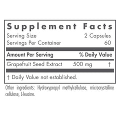 Close-up of bottle label for Citrus Seed Extract 500mg