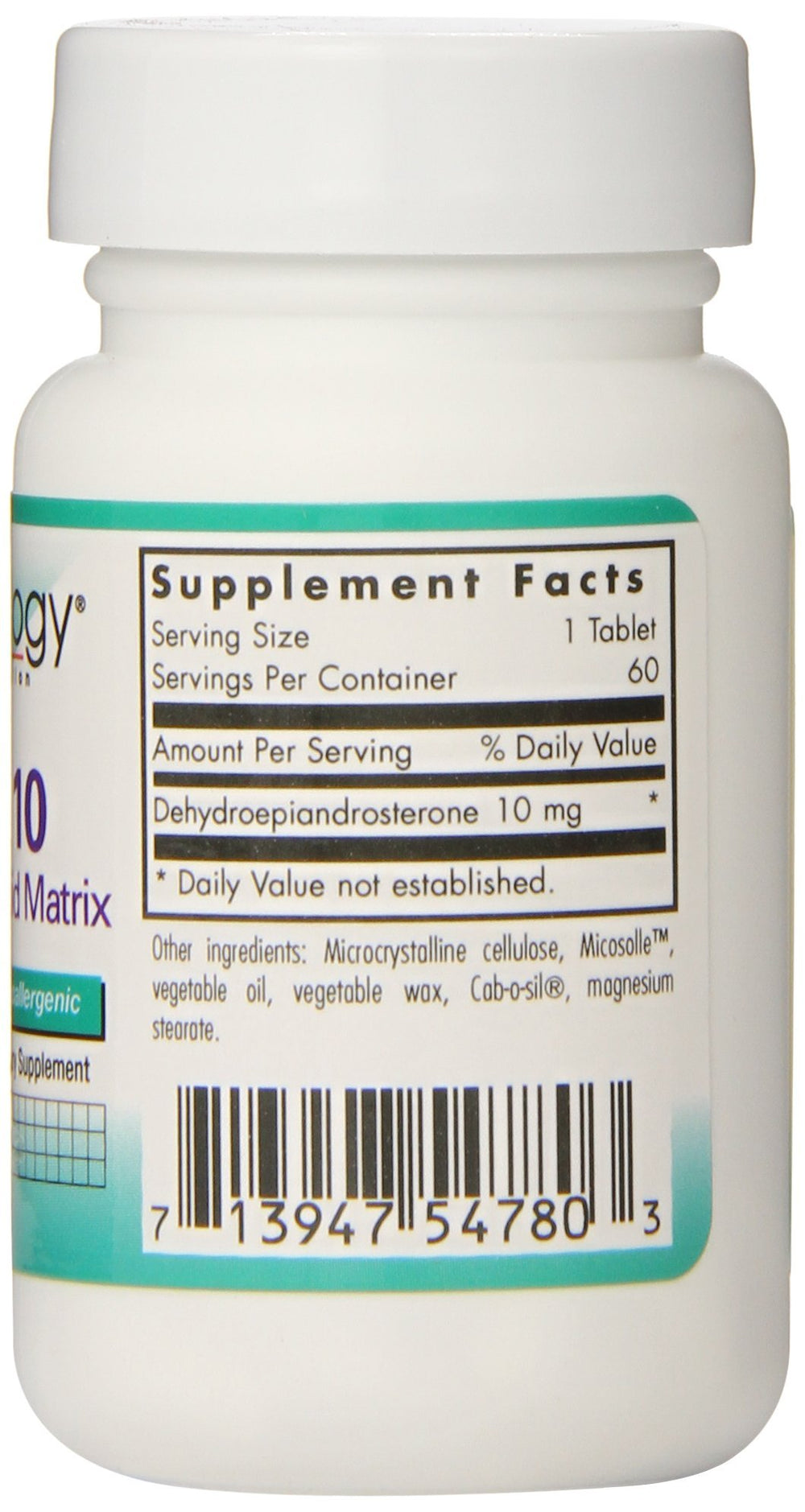 Close-up of DHEA 10 mg sustained release tablets showing lipid matrix