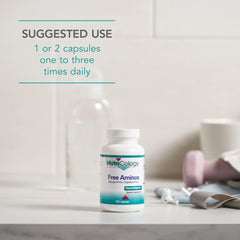 Vegetarian capsules and 100 count indication for Nutricology Free Aminos