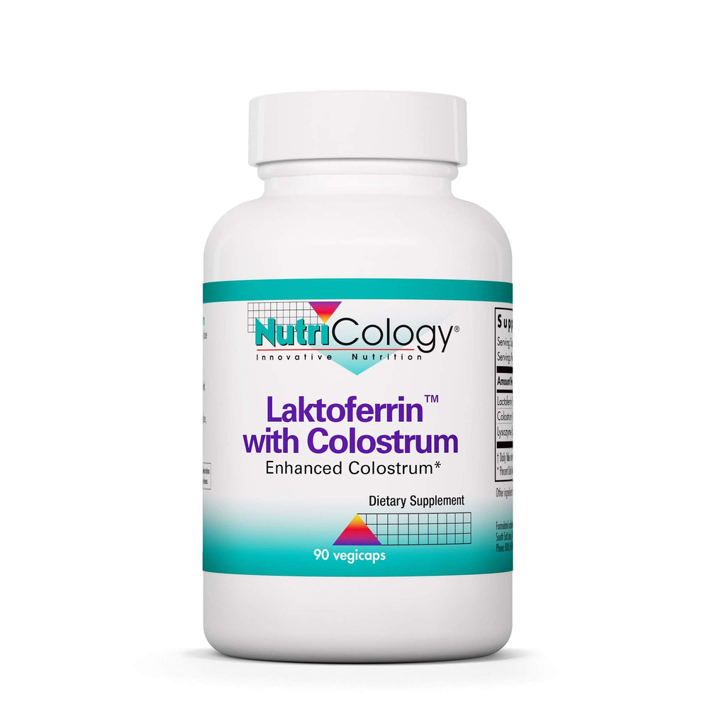 Nutricology Laktoferrin with Colostrum bottle and capsules