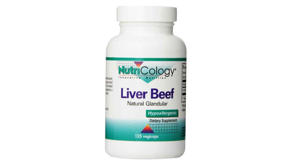 Bottle front of Nutricology Liver Beef 125 VegiCaps