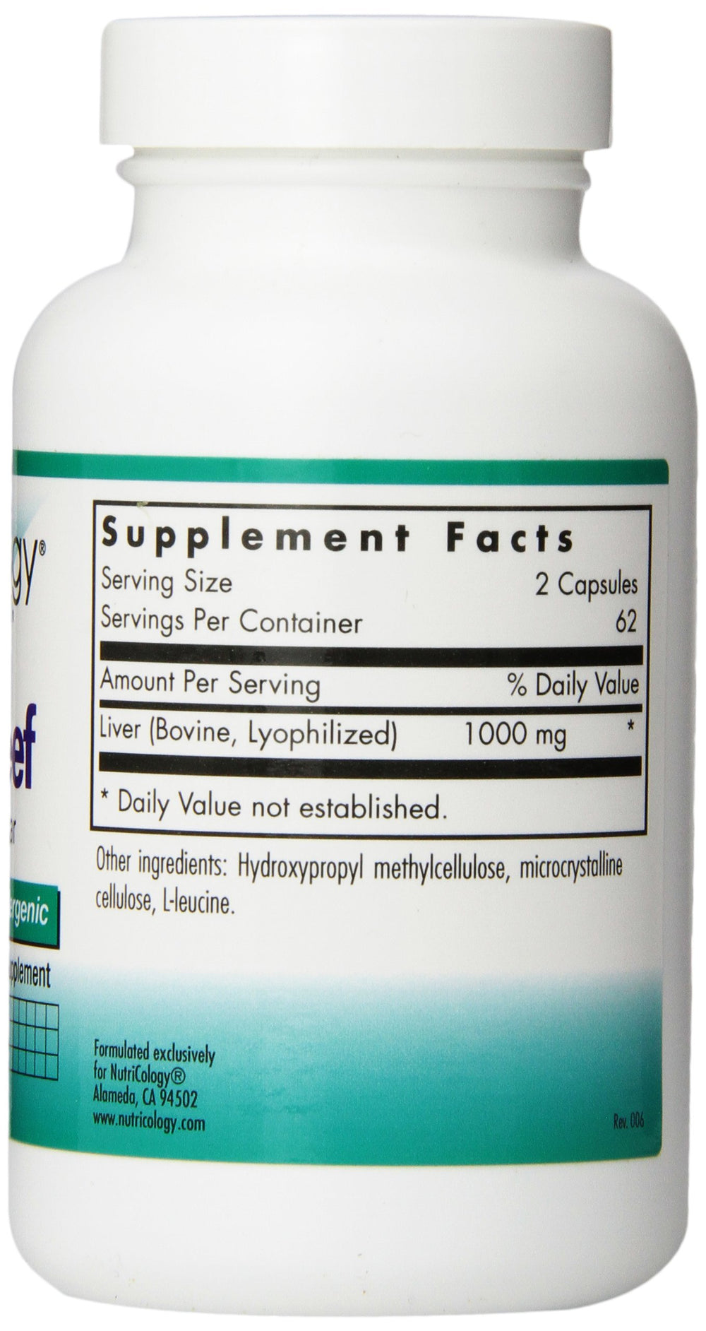 Close-up of Nutricology Liver Beef bottle