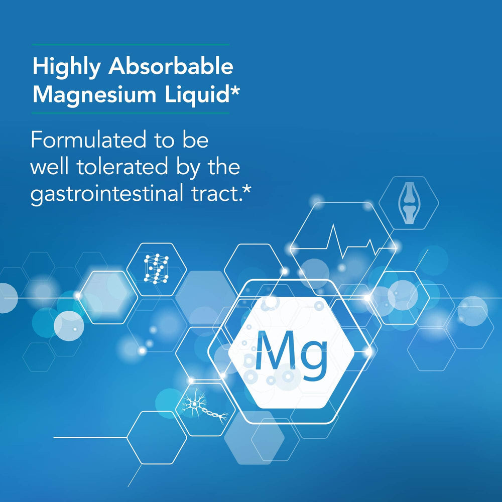 Serving tips and supplement information for magnesium liquid