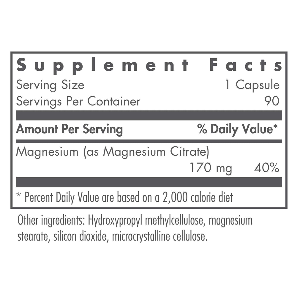 Bottle with label and cap of Nutricology Magnesium Citrate