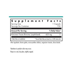 Close-up of freeze-dried pork pancreas tissue inside supplement