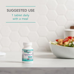 Suggested use image showing daily tablet with meal