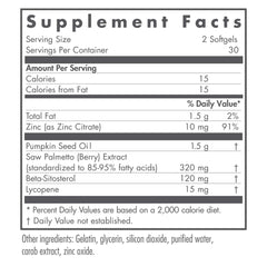 Bottle label for Nutricology Saw Palmetto Complex Softgels