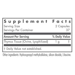 Close-up of Nutricology Thymus Glandular label showing 1000mg