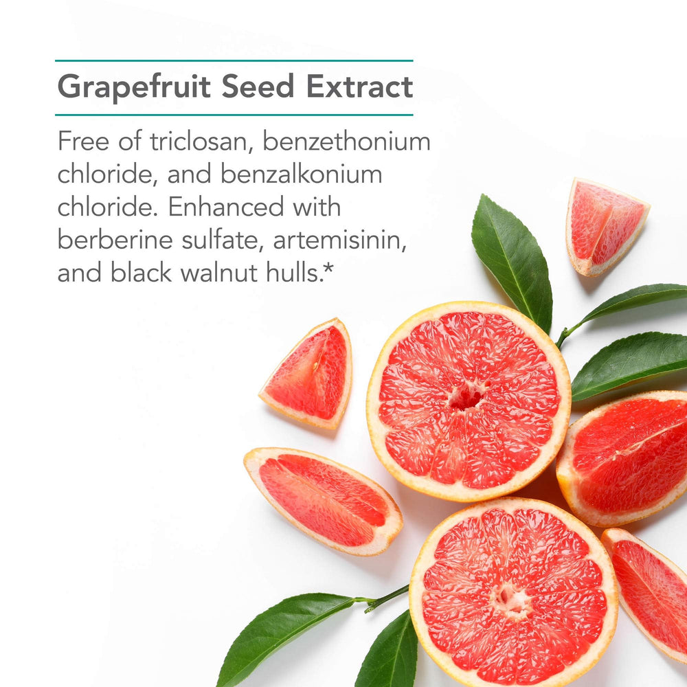 Botanical blend ingredients: Berberine Sulfate, Artemisinin, Grapefruit Seed Extract, Black Walnut Hulls