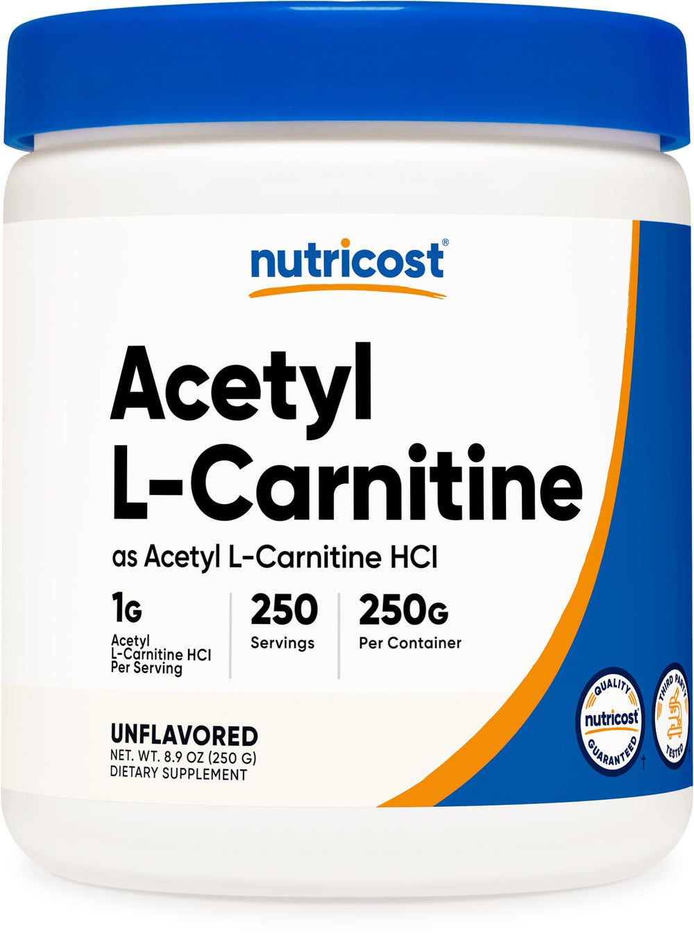 Nutricost Acetyl L-Carnitine ALCAR powder 250g front view