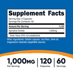 Close-up of Nutricost Agmatine Sulfate 1000mg capsules