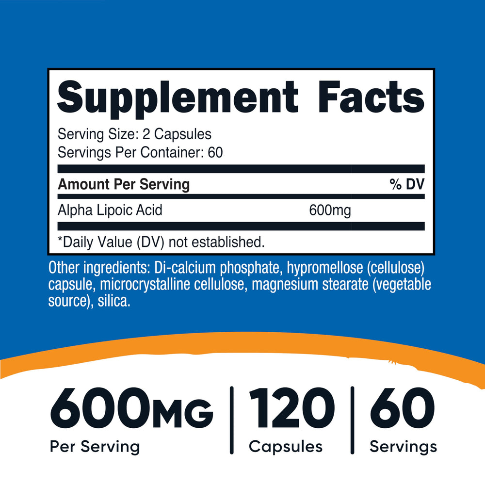 Serving size showing 2 capsules per serving for 60 servings