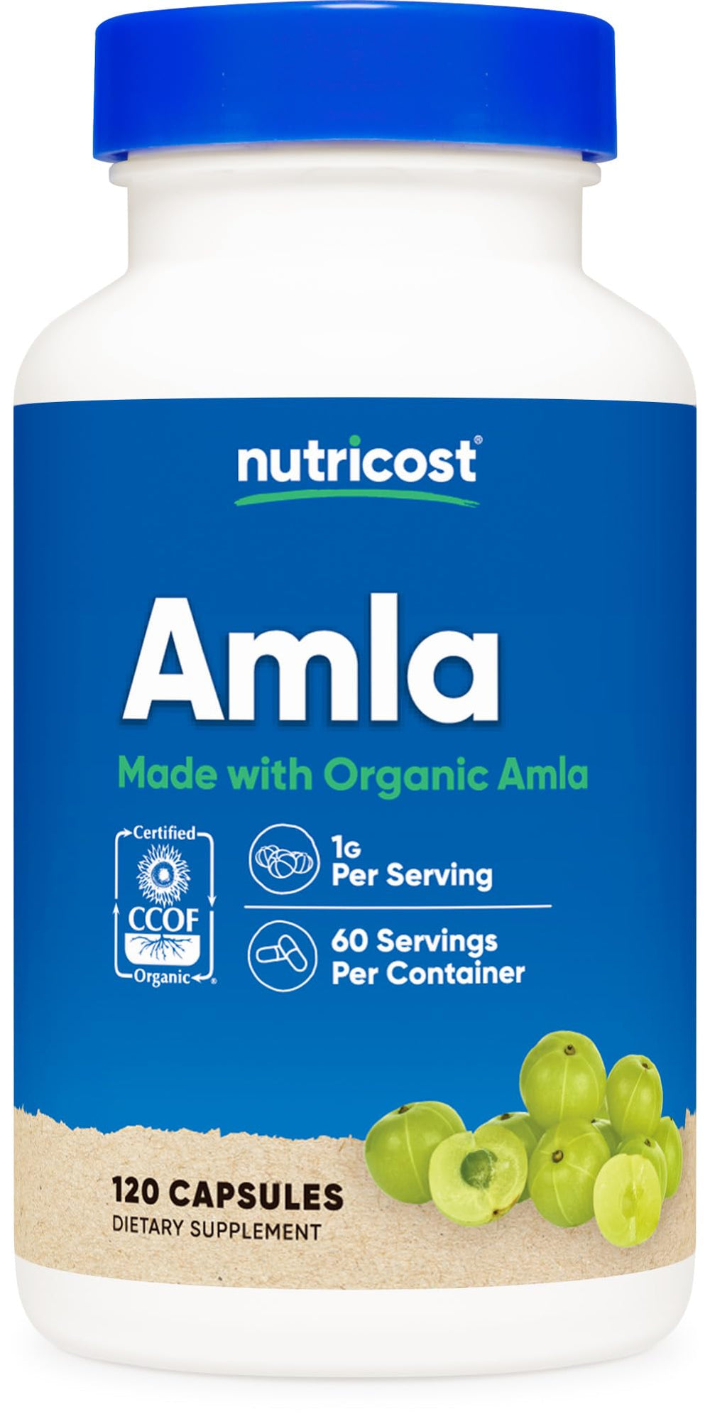Nutricost Amla 1000mg - 120 vegetarian capsules with CCOF organic certification