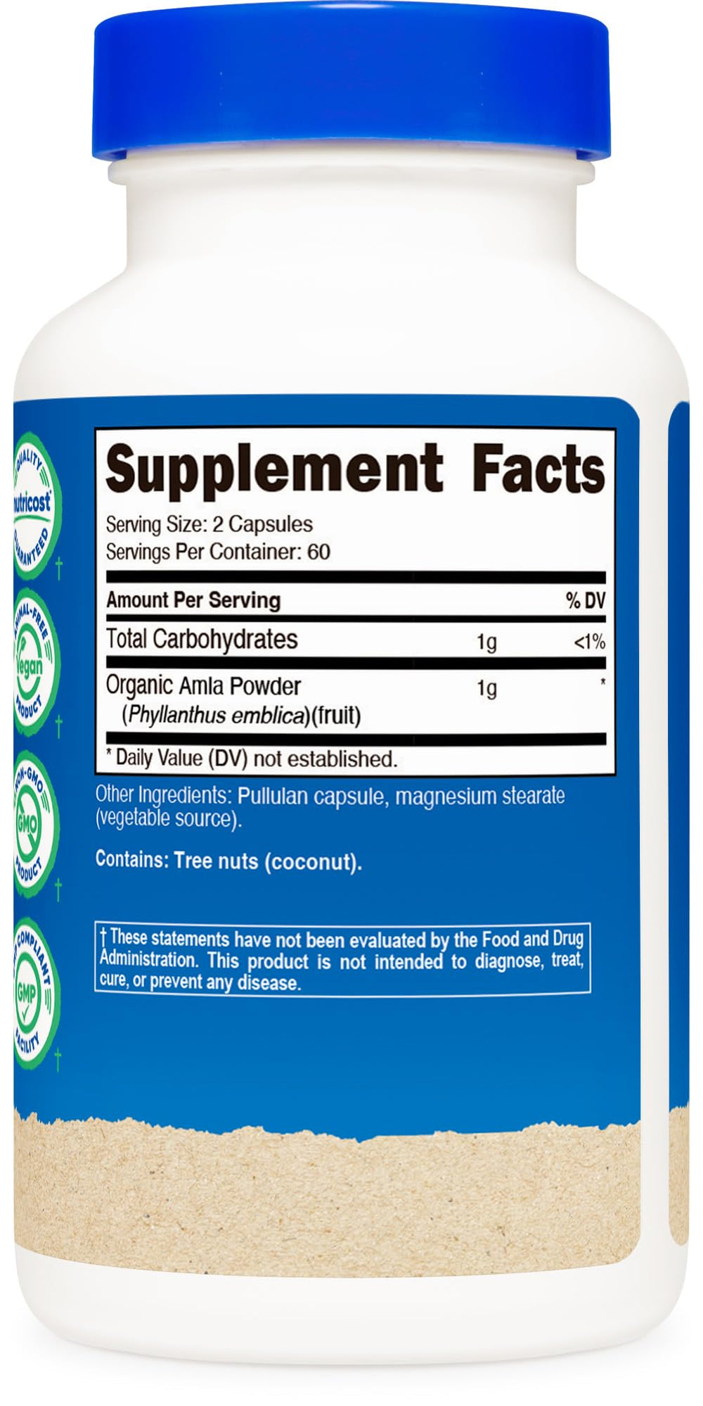 Nutricost Amla bottle containing 120 capsules for 60 servings