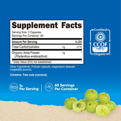 Organic Amla capsules by Nutricost with CCOF certification