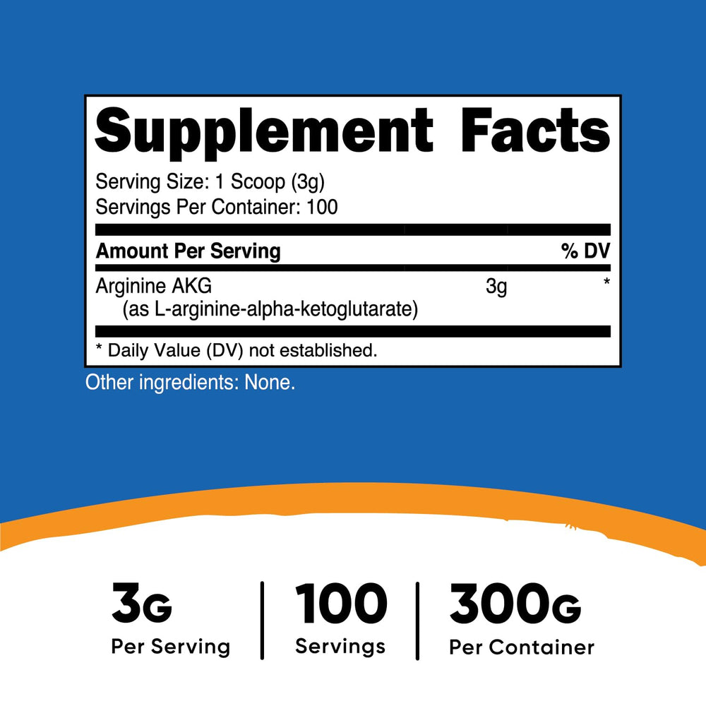 Serving size scoop included with Nutricost Arginine AKG Powder 300 g