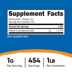 Label on Nutricost Vitamin C powder bottle
