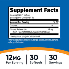 Bottle side view of Nutricost Astaxanthin 12mg softgels