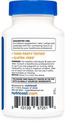 Nutrition facts panel for Nutricost Astaxanthin 12mg softgels