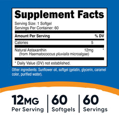 Close-up of Nutricost Astaxanthin 12mg bottle label