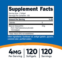 Nutricost Astaxanthin 4mg bottle label close-up