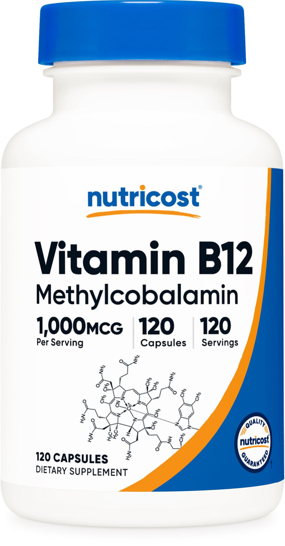 Nutricost Vitamin B12 Methylcobalamin 1000mcg bottle with 120 capsules