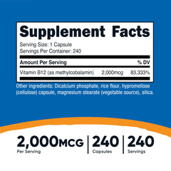 Close-up of Nutricost B12 2000mcg methylcobalamin capsule