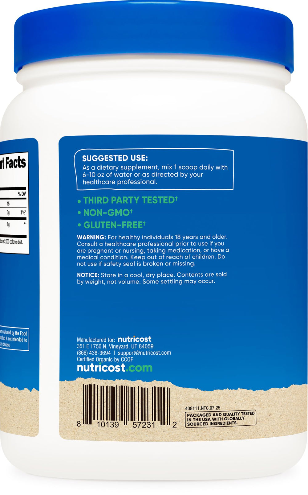 Serving scoop showing 6 g of Baobab powder per serving