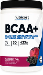 Nutricost BCAA Active with Glutamie and Citrullie Blackberry Plum bottle front view