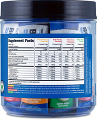 Nutrition label and gluten-free, non-GMO certifications on Nutricost BCAA+ Hydration Variety Pack