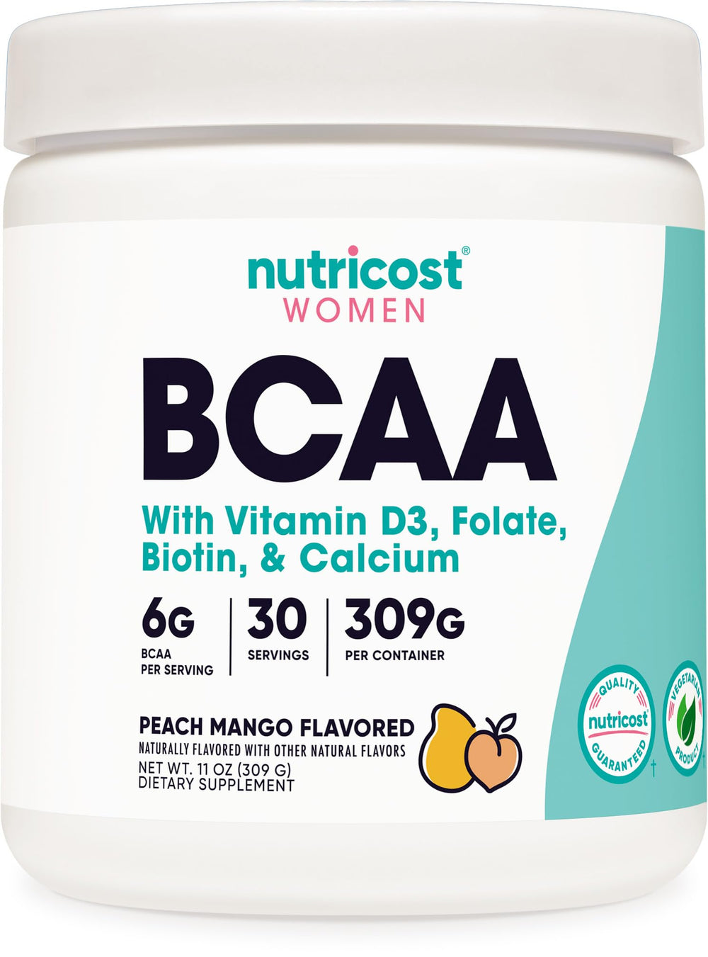 Nutricost BCAA for Women Peach Mango bottle - 30 Servings