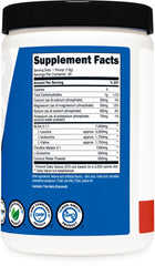 Close-up of Nutricost BCAA + Hydration Tropical Punch ingredients and label for quality