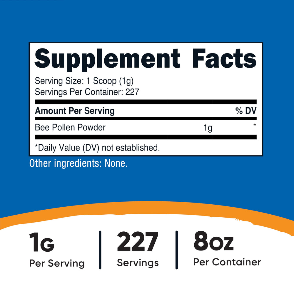 Bottle of Nutricost Bee Pollen Powder 8 oz