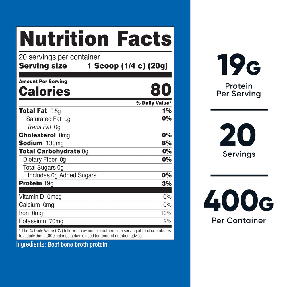 Nutricost beef bone broth protein powder being poured for versatile uses