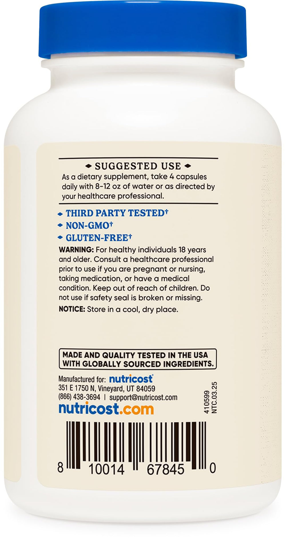 Gluten-free, Non-GMO and Soy-free badges on packaging