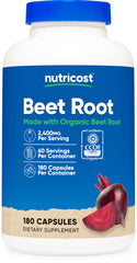 Packshot of Nutricost Beet Root 2400mg 180 capsules with CCOF certification