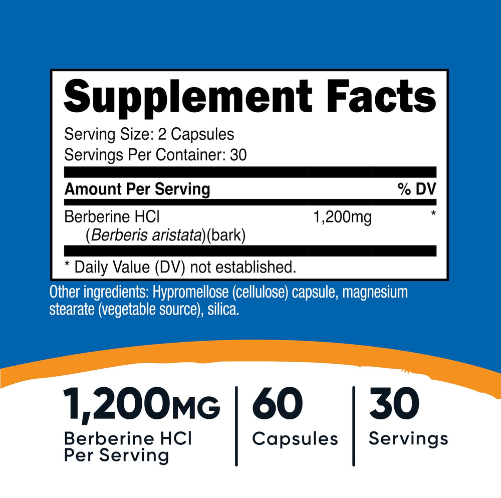 Close up of Berberine HCl capsules in bottle