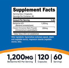 Close-up of Berberine HCl and Ceylon Cinnamon capsules