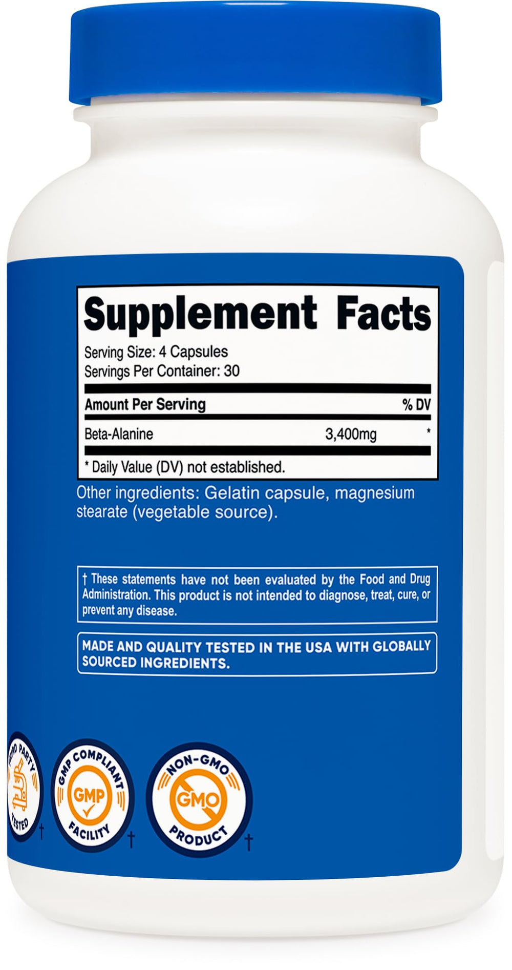 Nutricost Beta-Alanine ingredients label