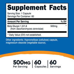 Nutricost Beta Glucan 500mg bottle back label