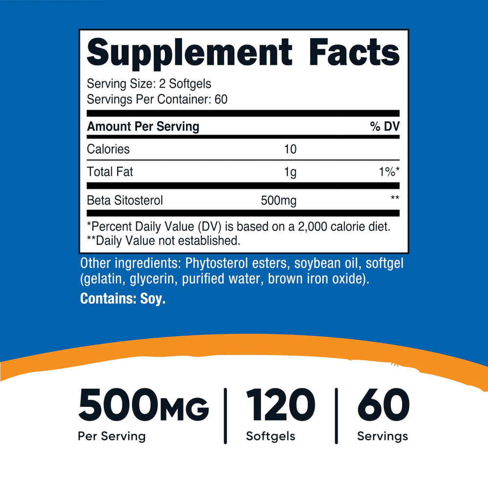 Nutricost Beta Sitosterol 120 Softgels 500mg label