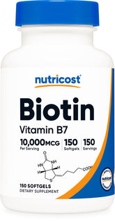 Nutricost Biotin 10,000 mcg bottle label