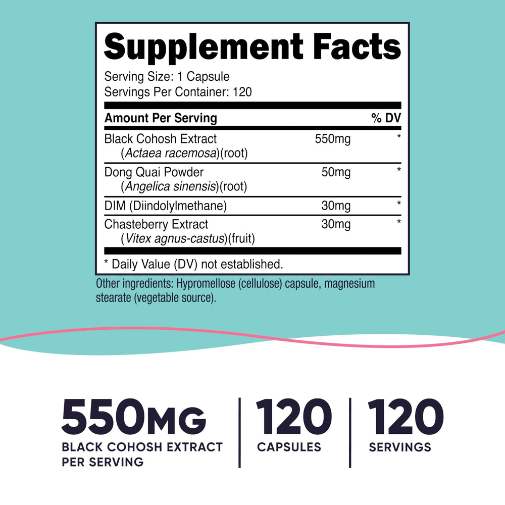 Close-up of Nutricost Black Cohosh 660mg capsules