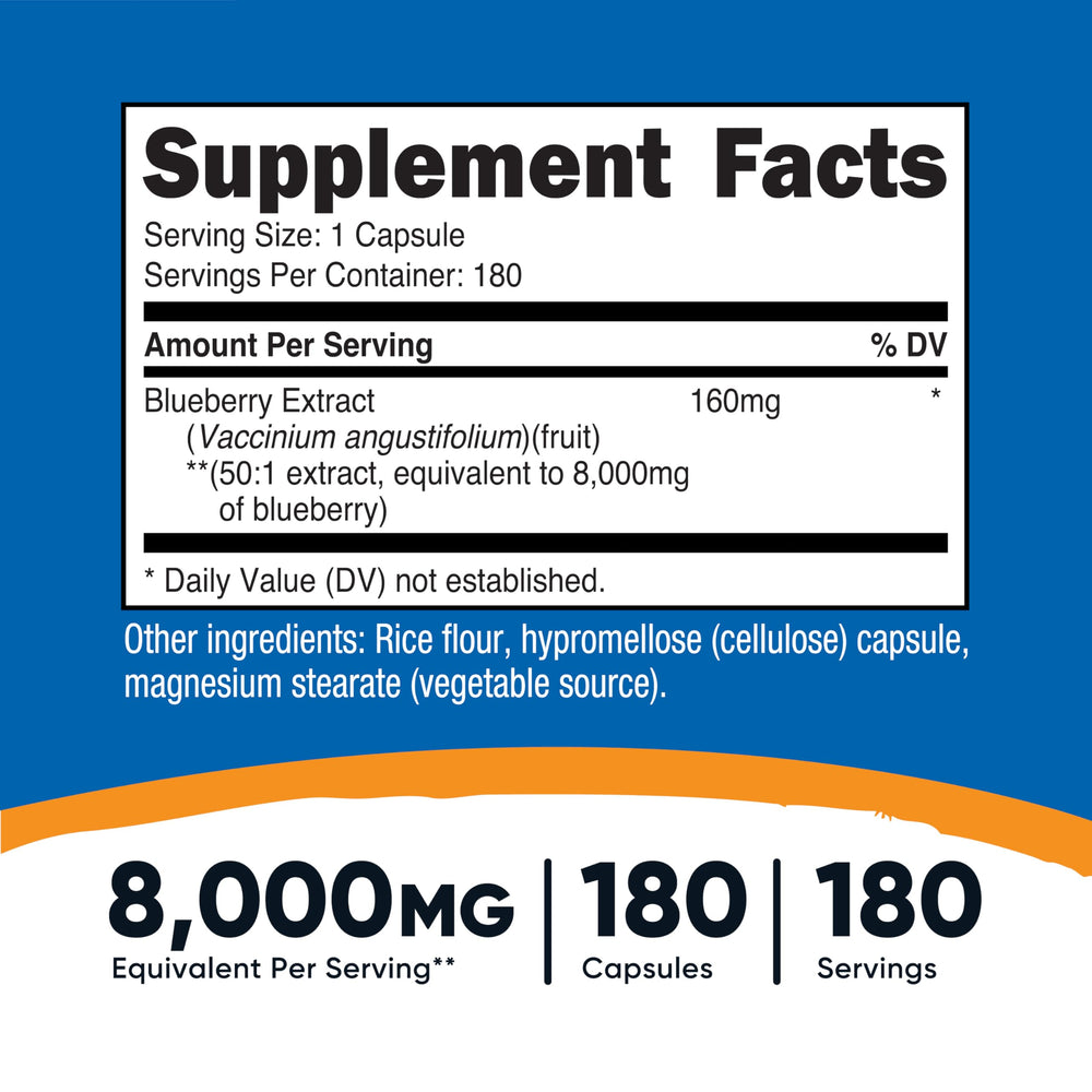 Close-up of Nutricost blueberry extract capsule