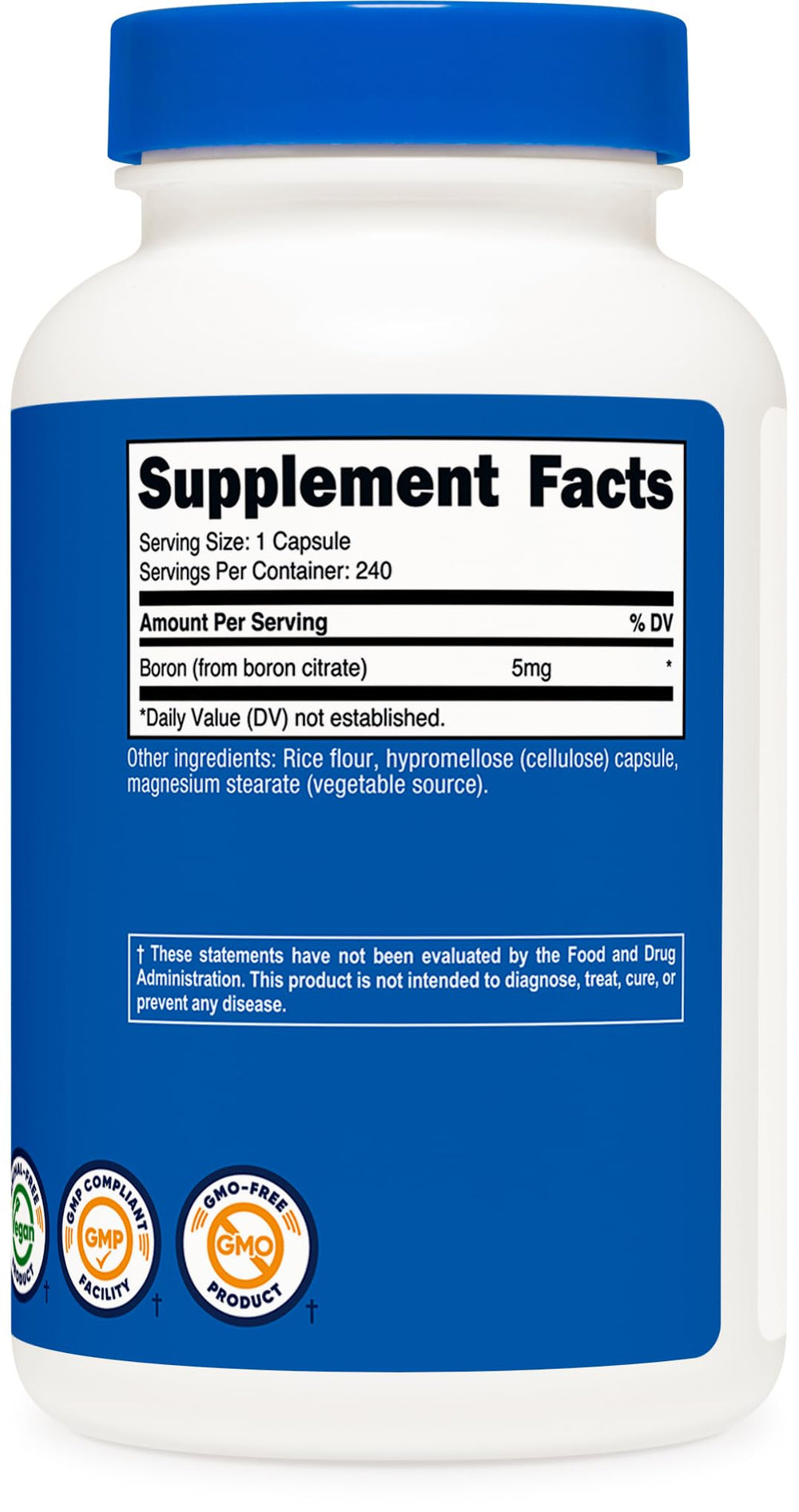 Boron supplement bottle on a neutral countertop