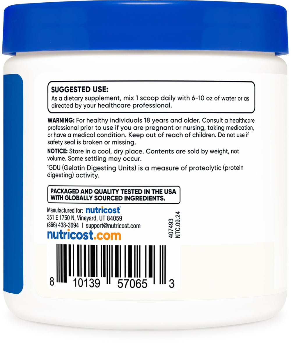 Packaging and label of Nutricost Bromelain Powder