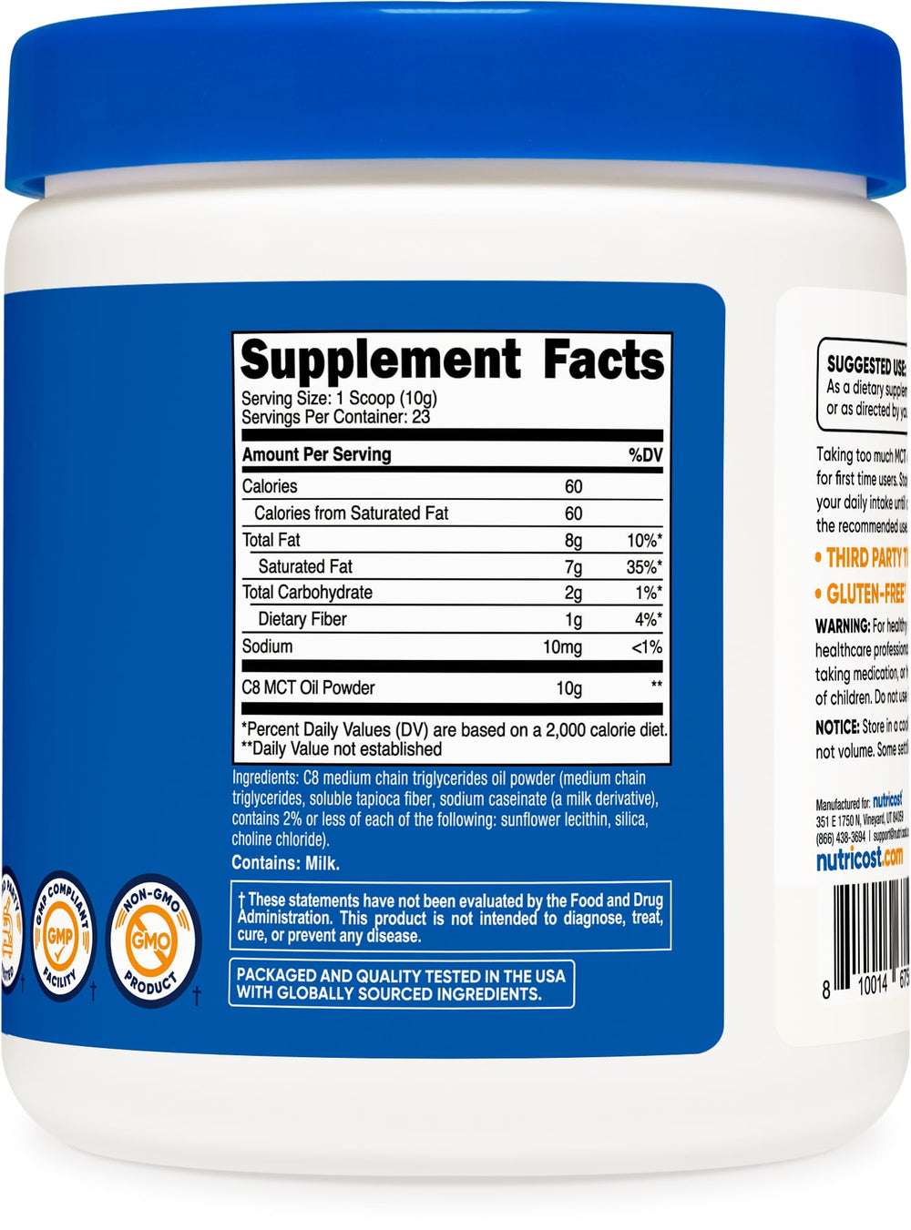 GMP compliant, FDA registered facility label