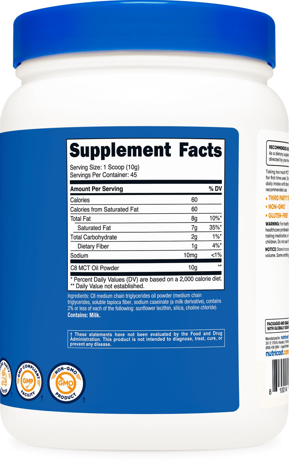 Serving scoop of Nutricost C8 MCT Oil Powder