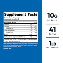 Back nutrition panel of Nutricost C8 MCT Oil Powder Vanilla 1lb