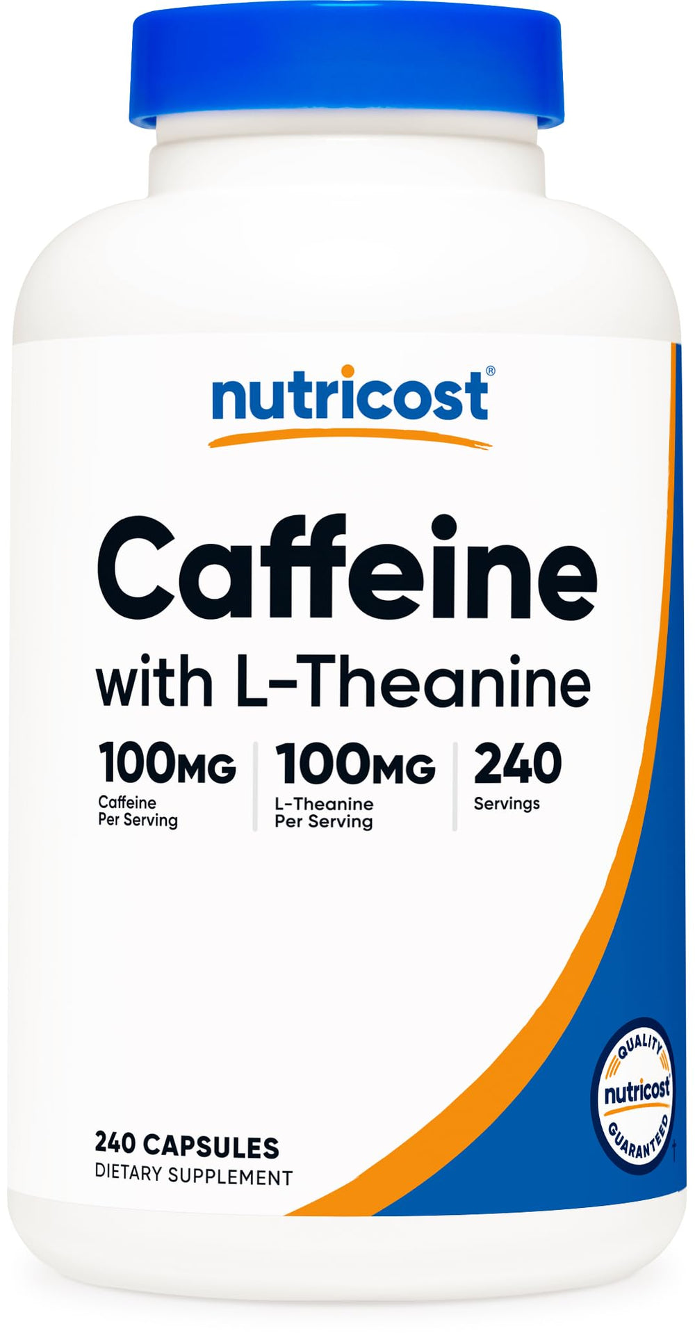 Nutricost Caffeine with L-Theanine bottle and capsules